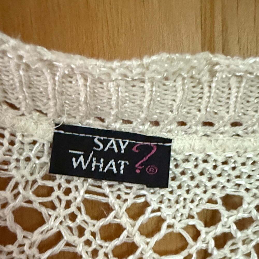 Say What? Cream Knit Shrug with Bow - Picture 2 of 4